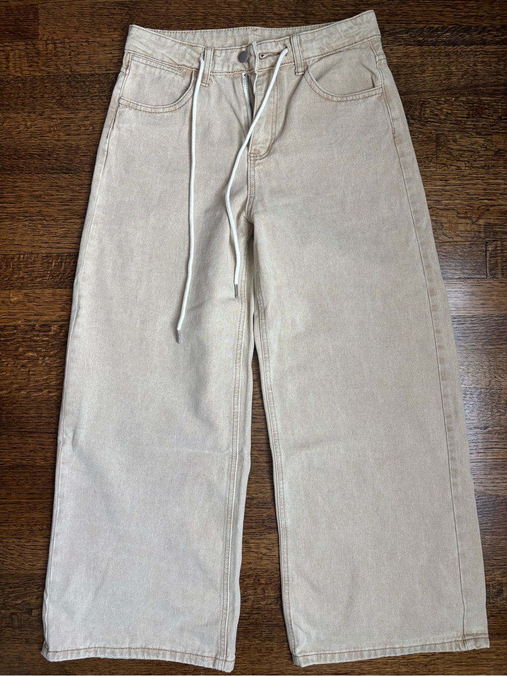 SHEIN Beige Wide Leg Flare Jeans